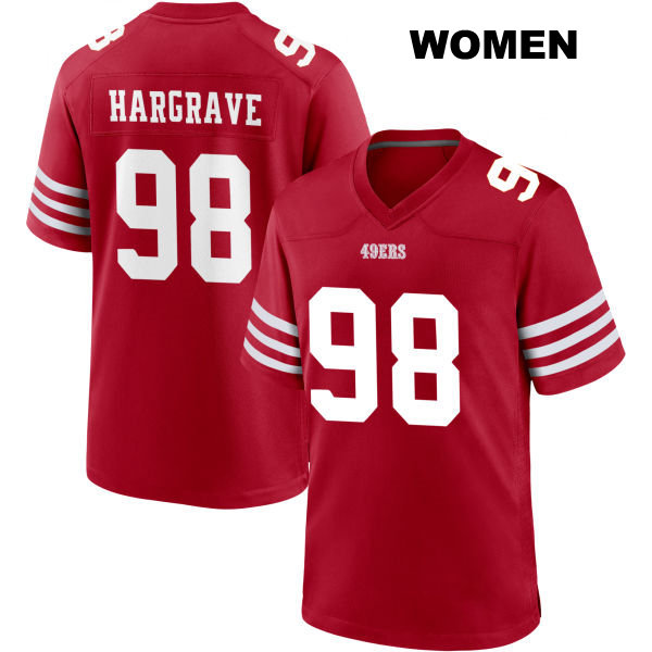 Stitched Javon Hargrave Home San Francisco 49ers Womens Number 98 Red Football Jersey