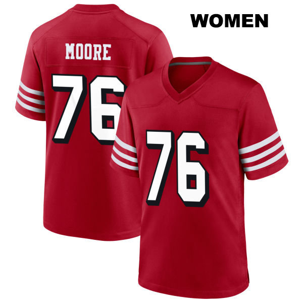 Jaylon Moore San Francisco 49ers Womens Stitched Alternate Number 76 Scarlet Football Jersey