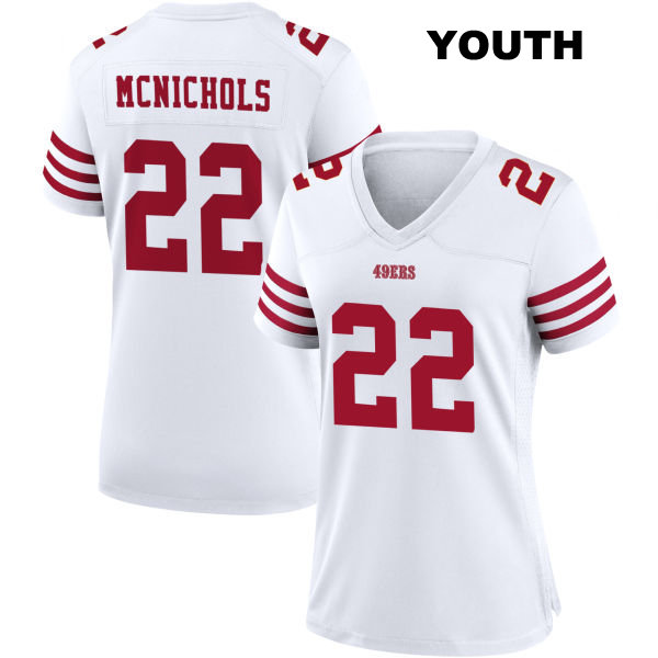 Jeremy McNichols Stitched San Francisco 49ers Youth Home Number 22 White Football Jersey