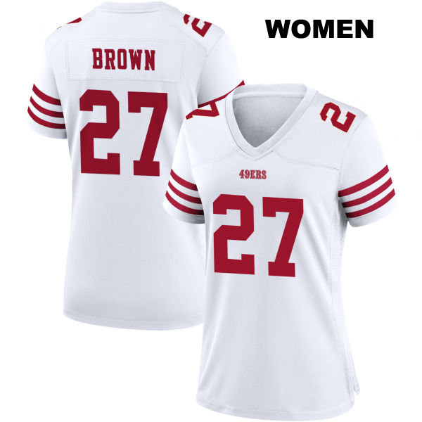 Stitched Ji'Ayir Brown San Francisco 49ers Womens Home Number 27 White Football Jersey