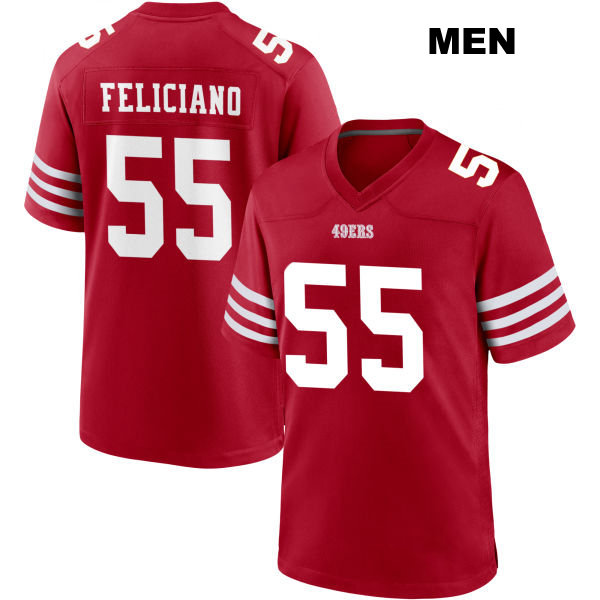 Jon Feliciano Stitched San Francisco 49ers Mens Number 55 Home Red Football Jersey