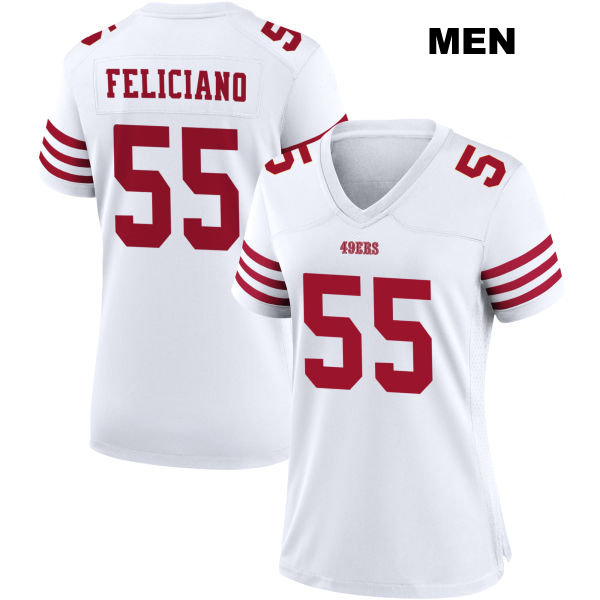 Jon Feliciano Stitched San Francisco 49ers Mens Home Number 55 White Football Jersey