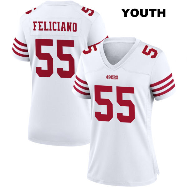 Jon Feliciano Stitched San Francisco 49ers Youth Home Number 55 White Football Jersey