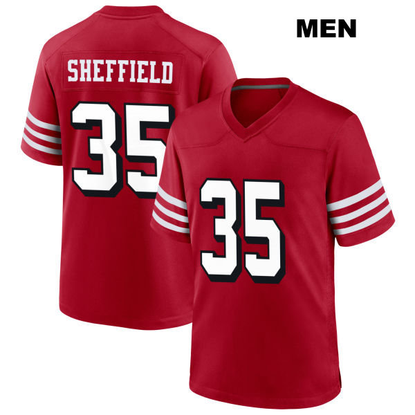 Stitched Kendall Sheffield San Francisco 49ers Alternate Mens Number 35 Scarlet Football Jersey