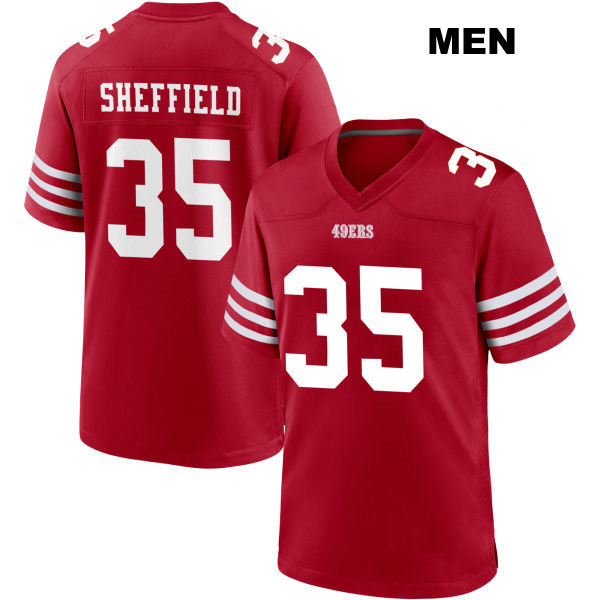 Kendall Sheffield Home San Francisco 49ers Mens Stitched Number 35 Red Football Jersey