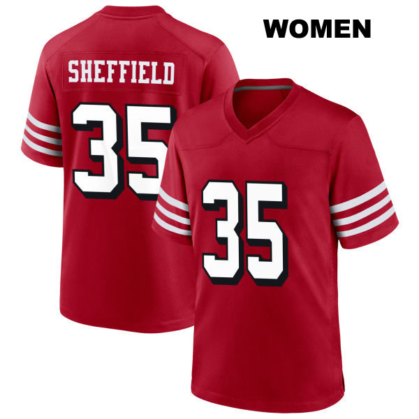Kendall Sheffield Stitched San Francisco 49ers Womens Number 35 Alternate Scarlet Football Jersey