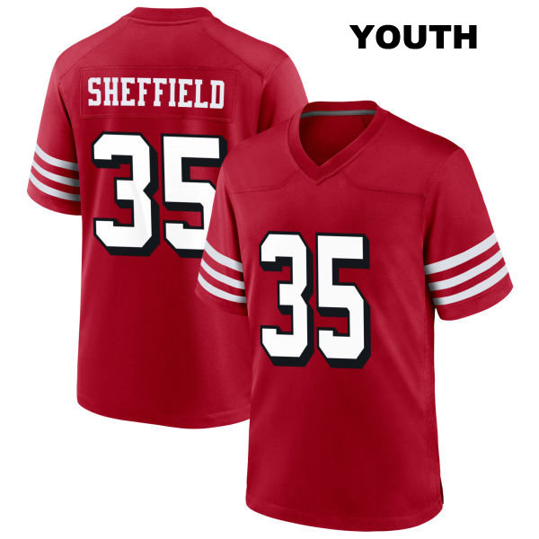 Kendall Sheffield Stitched San Francisco 49ers Alternate Youth Number 35 Scarlet Football Jersey