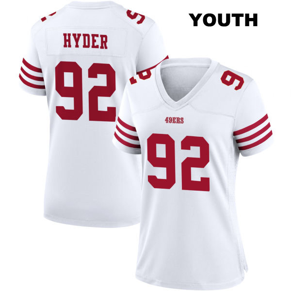 Kerry Hyder Home Stitched San Francisco 49ers Youth Number 92 White Football Jersey