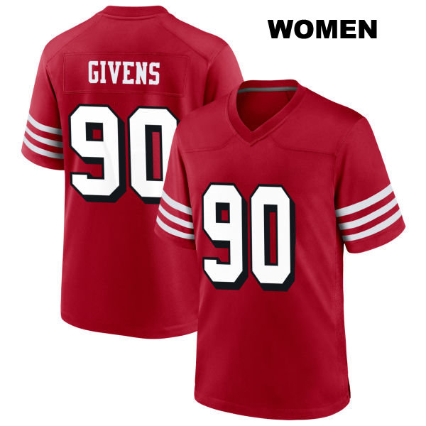 Kevin Givens San Francisco 49ers Womens Stitched Number 90 Alternate Scarlet Football Jersey