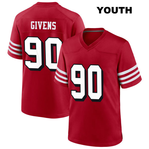 Stitched Kevin Givens San Francisco 49ers Youth Number 90 Alternate Scarlet Football Jersey