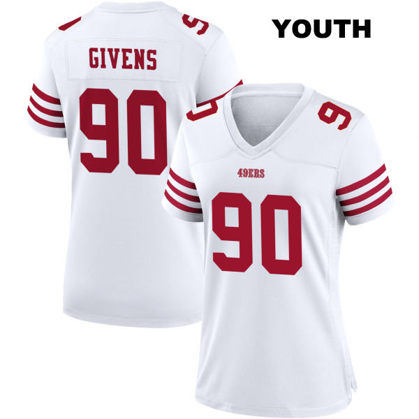 Stitched Kevin Givens Home San Francisco 49ers Youth Number 90 White Football Jersey