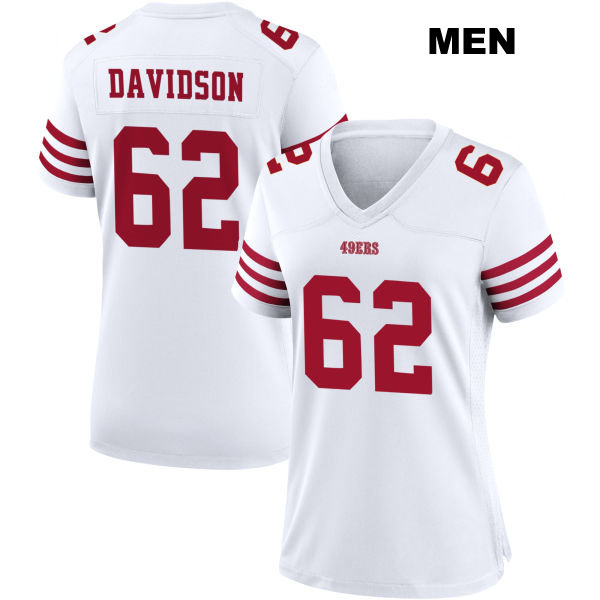 Stitched Marlon Davidson San Francisco 49ers Mens Home Number 62 White Football Jersey