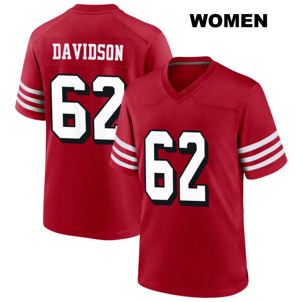 Marlon Davidson Stitched San Francisco 49ers Womens Alternate Number 62 Scarlet Football Jersey