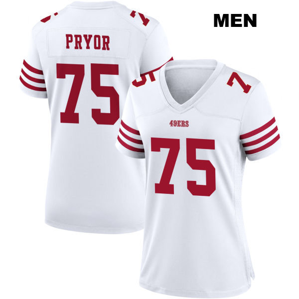 Stitched Matt Pryor San Francisco 49ers Home Mens Number 75 White Football Jersey