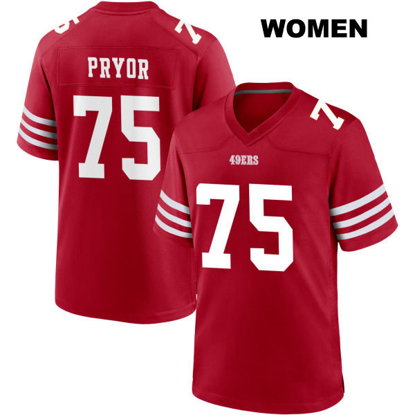 Stitched Matt Pryor San Francisco 49ers Womens Number 75 Home Red Football Jersey