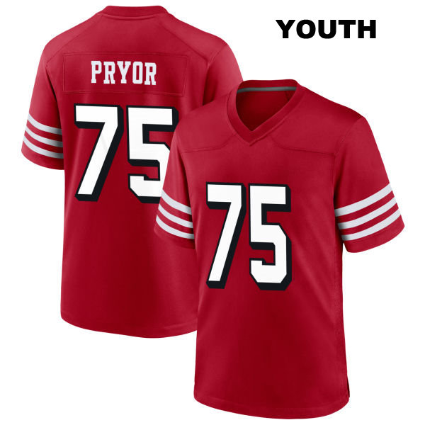 Stitched Matt Pryor San Francisco 49ers Youth Number 75 Alternate Scarlet Football Jersey