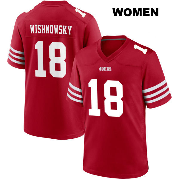 Mitch Wishnowsky San Francisco 49ers Stitched Womens Home Number 18 Red Football Jersey