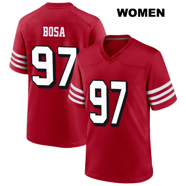 Nick Bosa Stitched San Francisco 49ers Womens Number 97 Alternate Scarlet Football Jersey