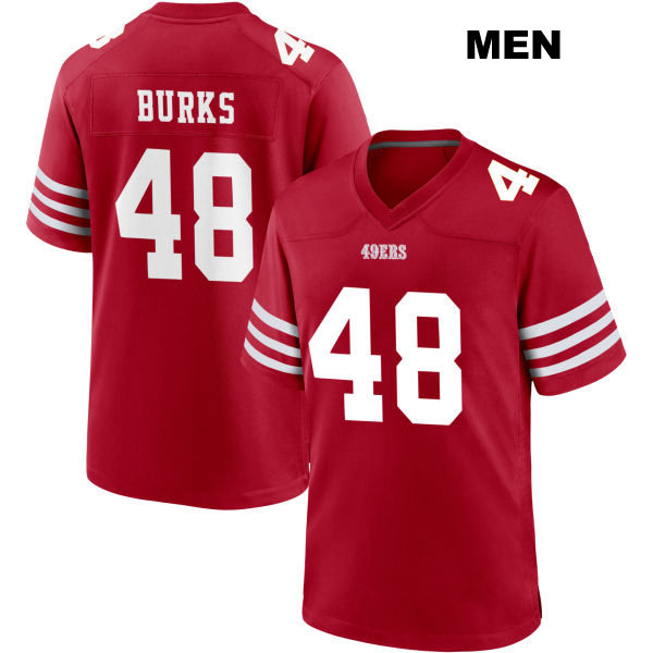 Stitched Oren Burks San Francisco 49ers Home Mens Number 48 Red Football Jersey