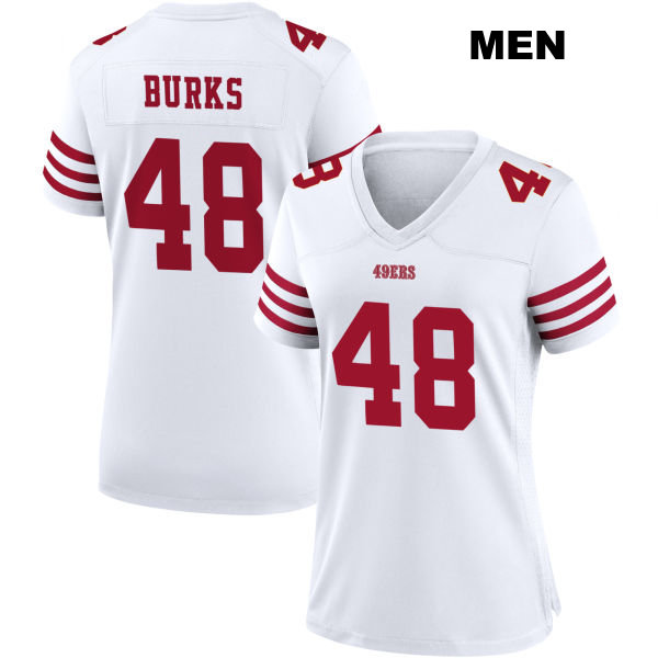 Stitched Oren Burks Home San Francisco 49ers Mens Number 48 White Football Jersey