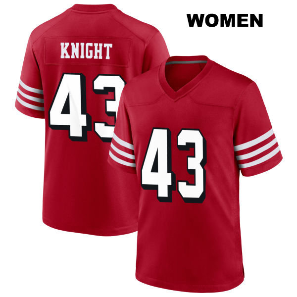 Qwuantrezz Knight San Francisco 49ers Womens Alternate Number 43 Stitched Scarlet Football Jersey