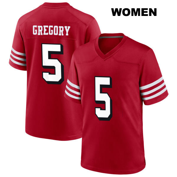 Randy Gregory Stitched San Francisco 49ers Womens Number 5 Alternate Scarlet Football Jersey