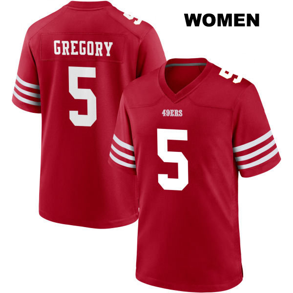Randy Gregory Stitched San Francisco 49ers Womens Number 5 Home Red Football Jersey