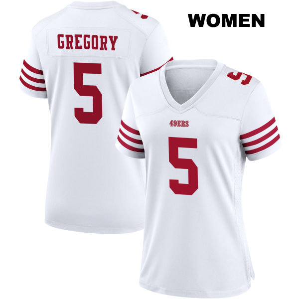 Randy Gregory Stitched San Francisco 49ers Womens Number 5 Home White Football Jersey