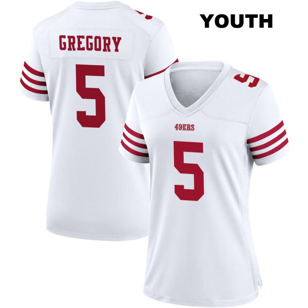 Randy Gregory Stitched San Francisco 49ers Home Youth Number 5 White Football Jersey