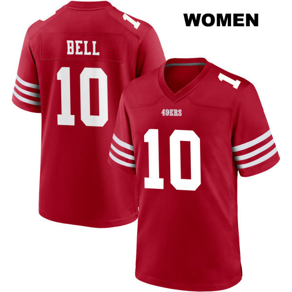 Ronnie Bell San Francisco 49ers Home Stitched Womens Number 10 Red Football Jersey