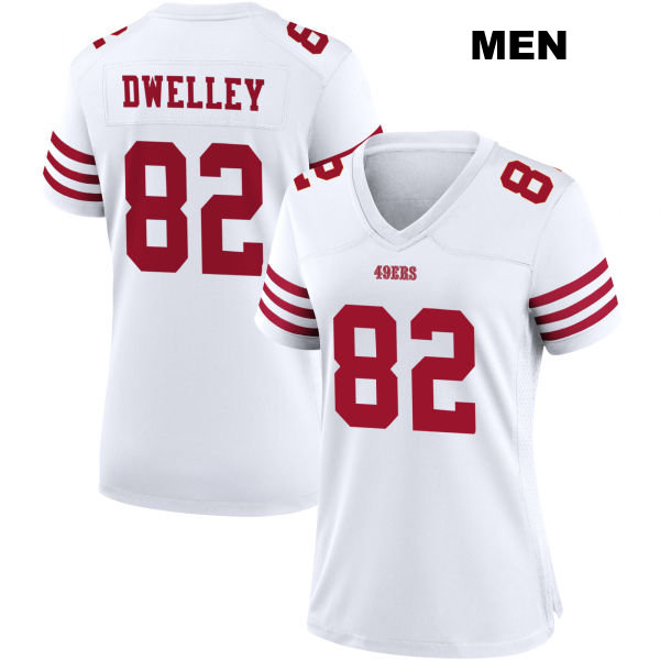 Ross Dwelley San Francisco 49ers Home Mens Number 82 Stitched White Football Jersey