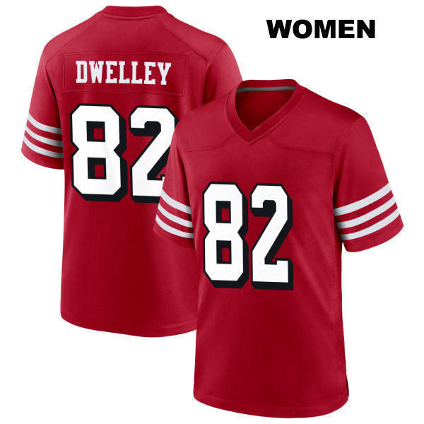 Alternate Ross Dwelley San Francisco 49ers Stitched Womens Number 82 Scarlet Football Jersey