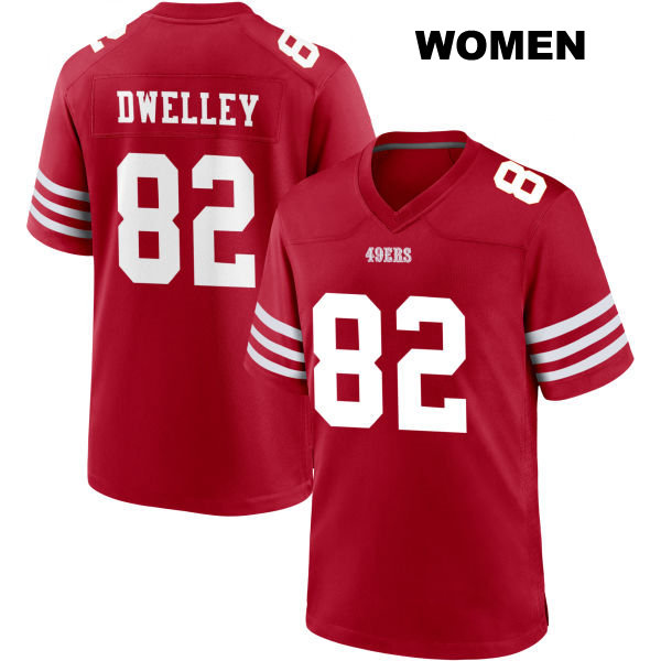 Ross Dwelley San Francisco 49ers Womens Number 82 Home Stitched Red Football Jersey