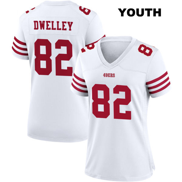 Ross Dwelley San Francisco 49ers Youth Stitched Number 82 Home White Football Jersey