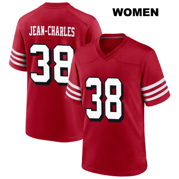 Shemar Jean-Charles Stitched San Francisco 49ers Alternate Womens Number 38 Scarlet Football Jersey