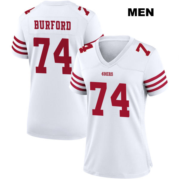 Spencer Burford San Francisco 49ers Mens Home Number 74 Stitched White Football Jersey