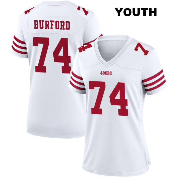 Spencer Burford San Francisco 49ers Stitched Home Youth Number 74 White Football Jersey