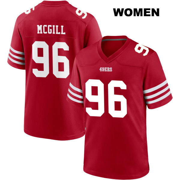 T.Y. McGill Stitched San Francisco 49ers Womens Home Number 96 Red Football Jersey