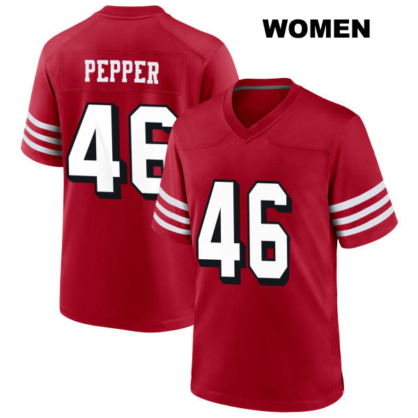Taybor Pepper Alternate San Francisco 49ers Womens Number 46 Stitched Scarlet Football Jersey