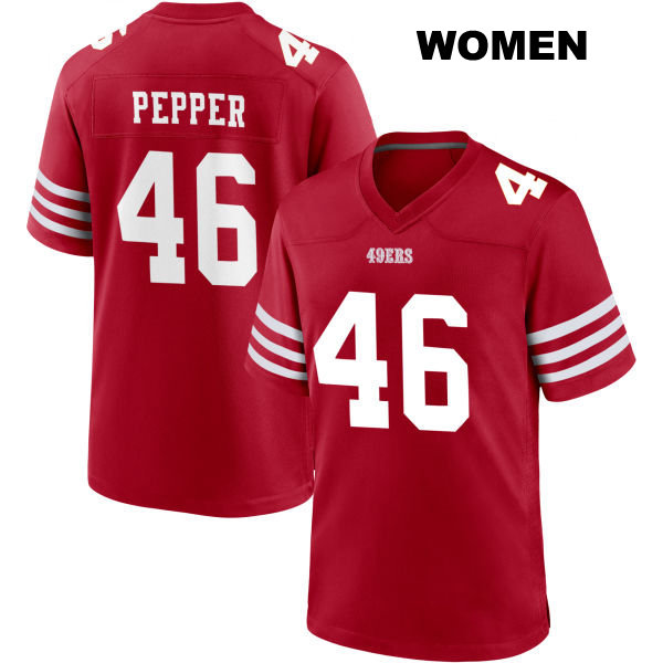 Taybor Pepper Stitched San Francisco 49ers Womens Home Number 46 Red Football Jersey