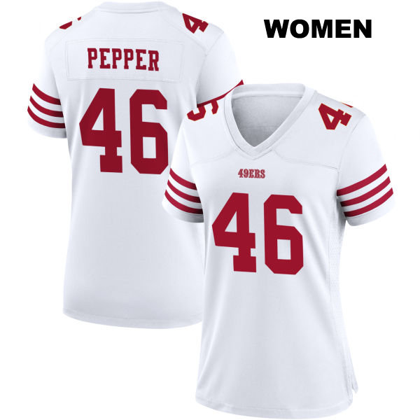 Taybor Pepper Home San Francisco 49ers Stitched Womens Number 46 White Football Jersey