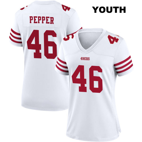 Taybor Pepper Home San Francisco 49ers Youth Number 46 Stitched White Football Jersey