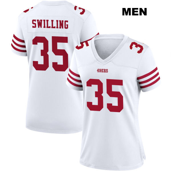 Tre Swilling San Francisco 49ers Mens Number 35 Stitched Home White Football Jersey