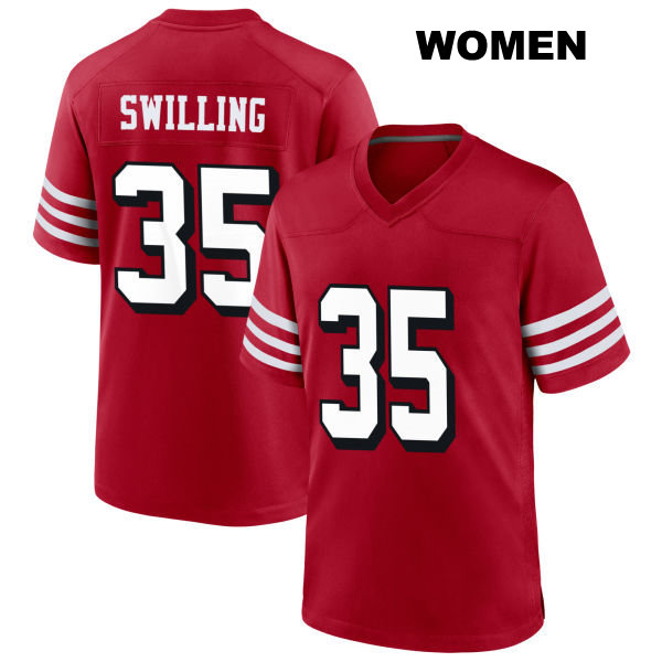 Tre Swilling San Francisco 49ers Stitched Womens Alternate Number 35 Scarlet Football Jersey