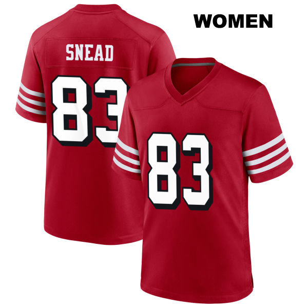 Willie Snead San Francisco 49ers Stitched Womens Number 83 Alternate Scarlet Football Jersey