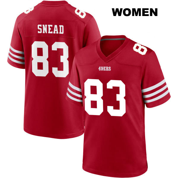 Willie Snead San Francisco 49ers Stitched Womens Number 83 Home Red Football Jersey