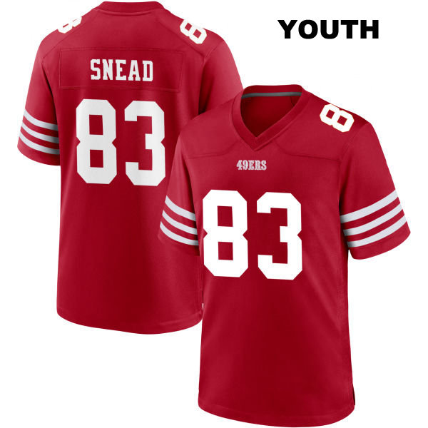 Willie Snead San Francisco 49ers Youth Home Number 83 Stitched Red Football Jersey